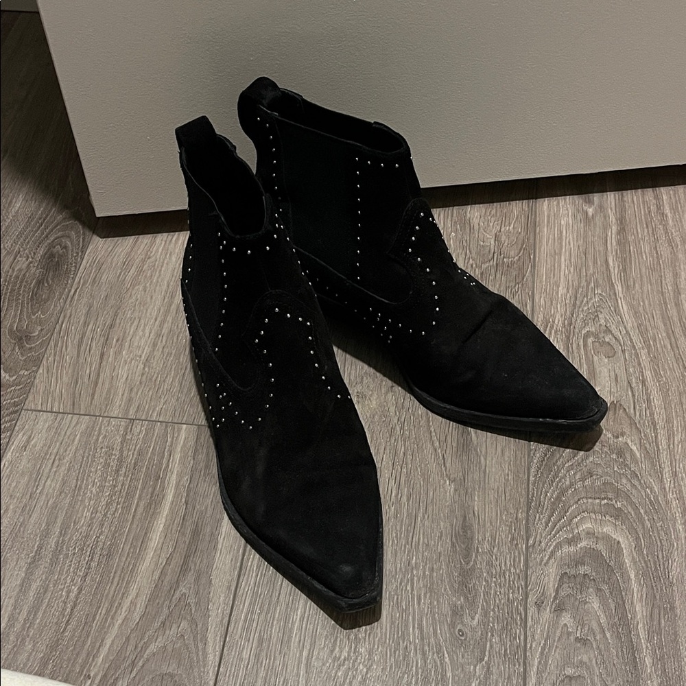 rag & bone Black Ankle Booties with Stud Accents